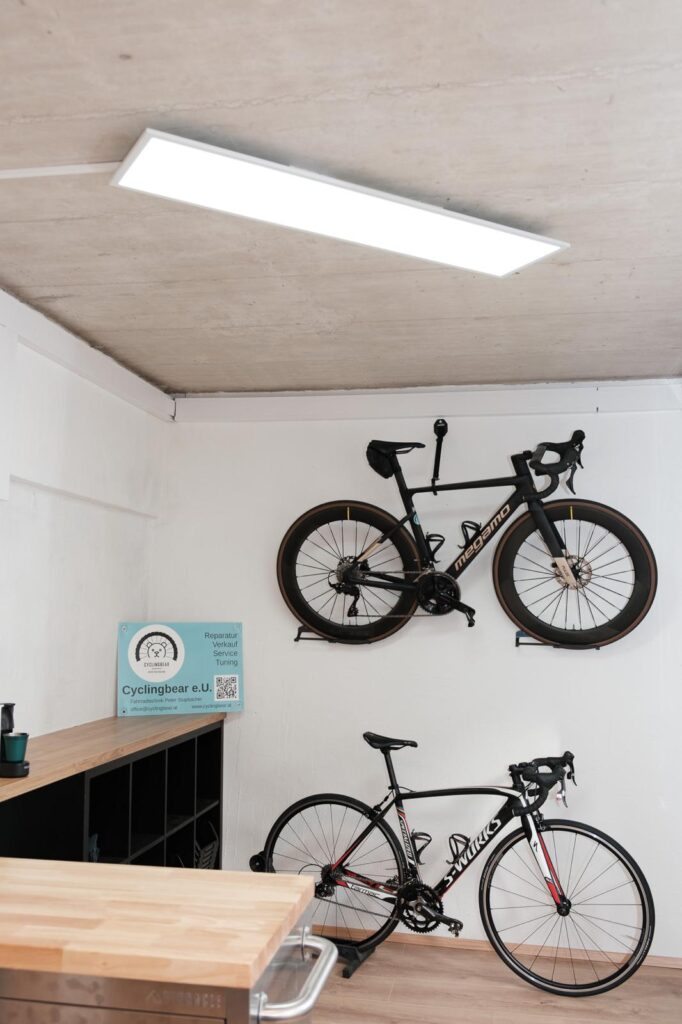 Cyclingbear e.U. Auslage mit Firmenschild